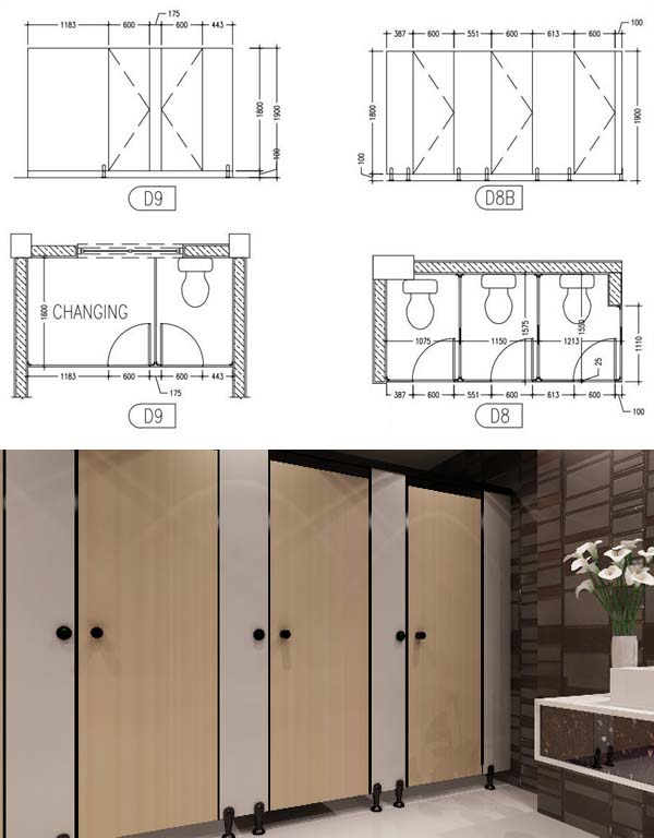 Drawing of Hulhumale School Toilet Partitions